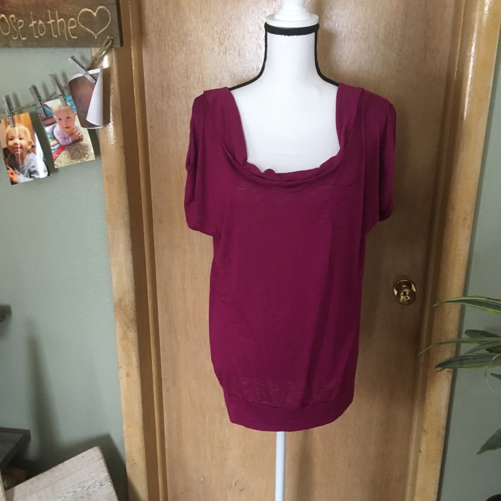 1X Derek heart plus top w/cowl neck & back zipper